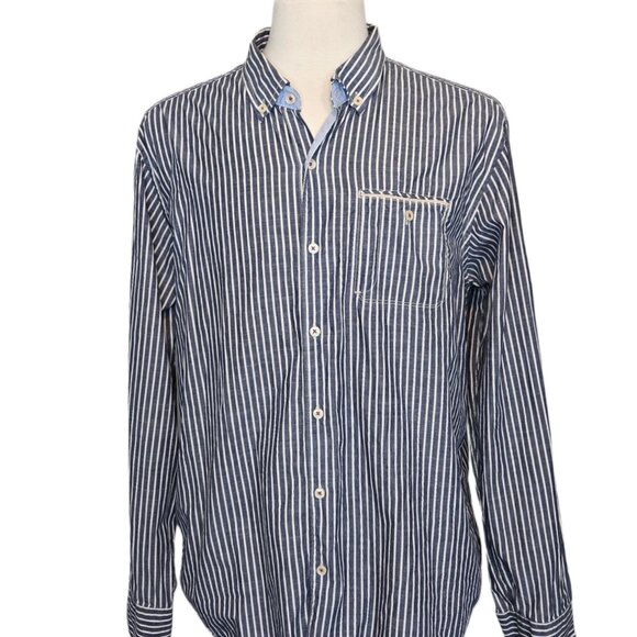 Tommy Bahama Jeans Island Crafted Striped Casual Classic Cotton Shirt XL - Picture 1 of 9